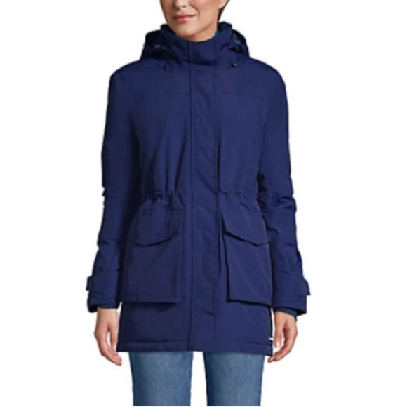 *LANDSEND Womens Squall Insulated Waterproof Warm Winter Fleece Lined Parka Navy - Picture 1 of 3